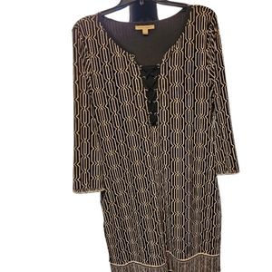 41 Hawthorne Ladys L Dress Black, Tan & White